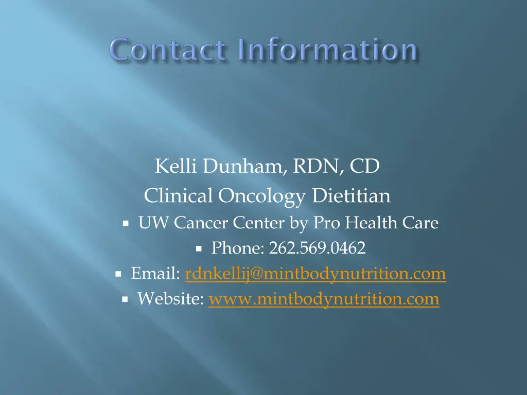 kelli dunham rdn cd clinical oncology dietitian 1