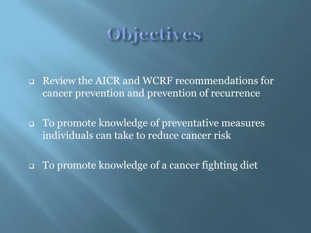 review the aicr and wcrf recommendations