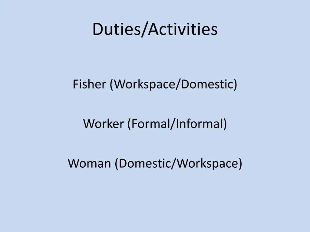 duties activities