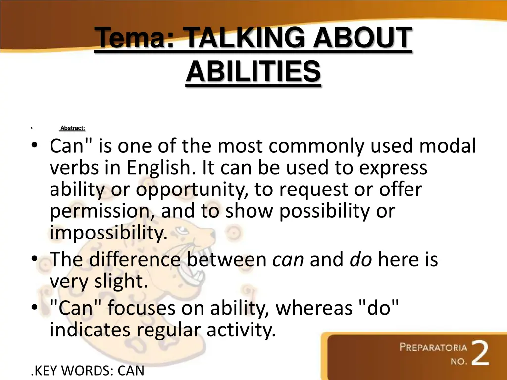 tema talking about abilities