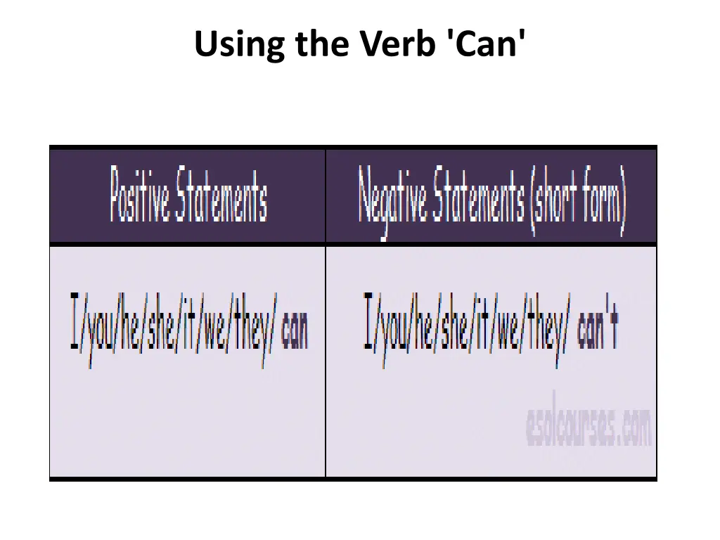 using the verb can