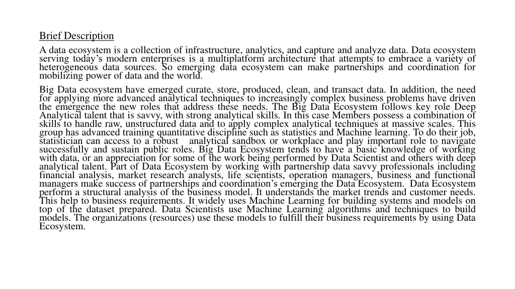 brief description a data ecosystem