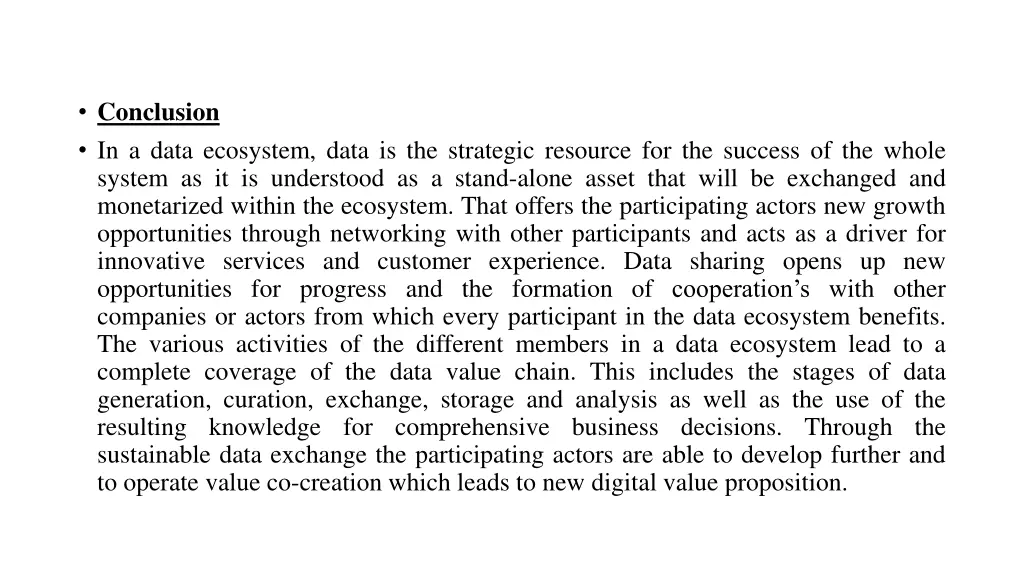 conclusion in a data ecosystem data