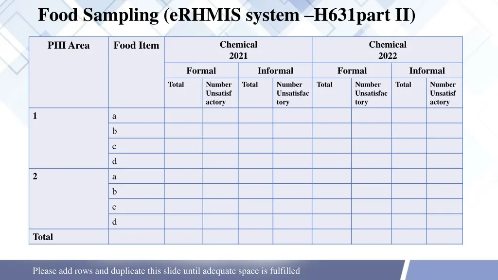 food sampling erhmis system h631part ii 1