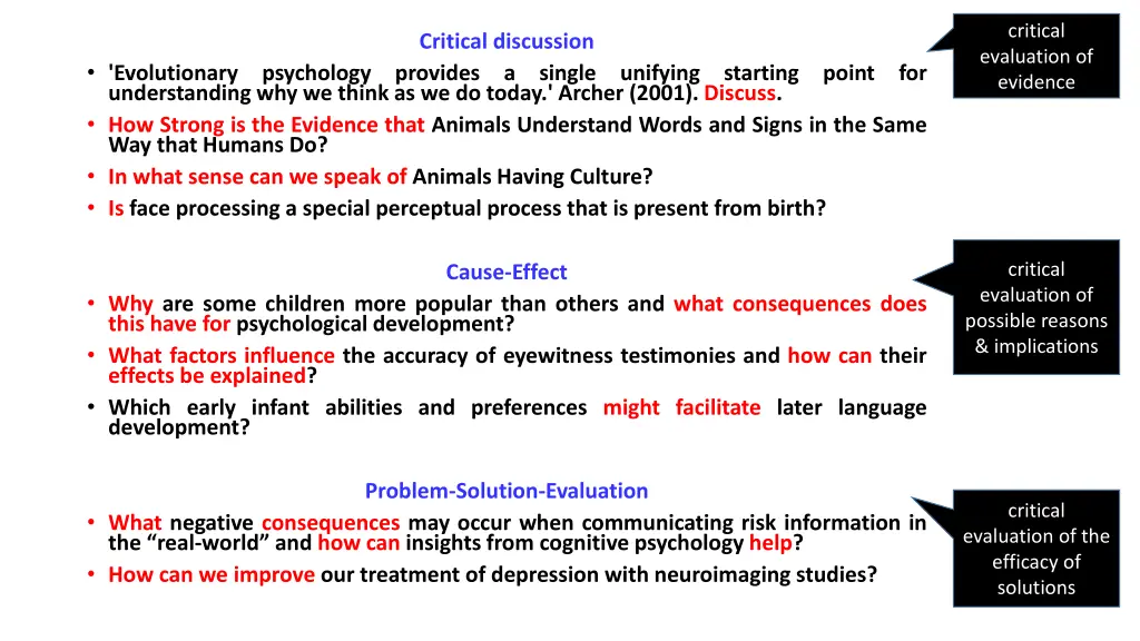 critical evaluation of evidence