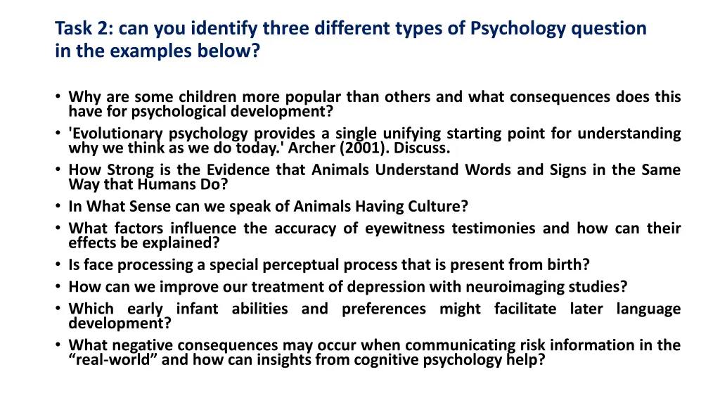 task 2 can you identify three different types