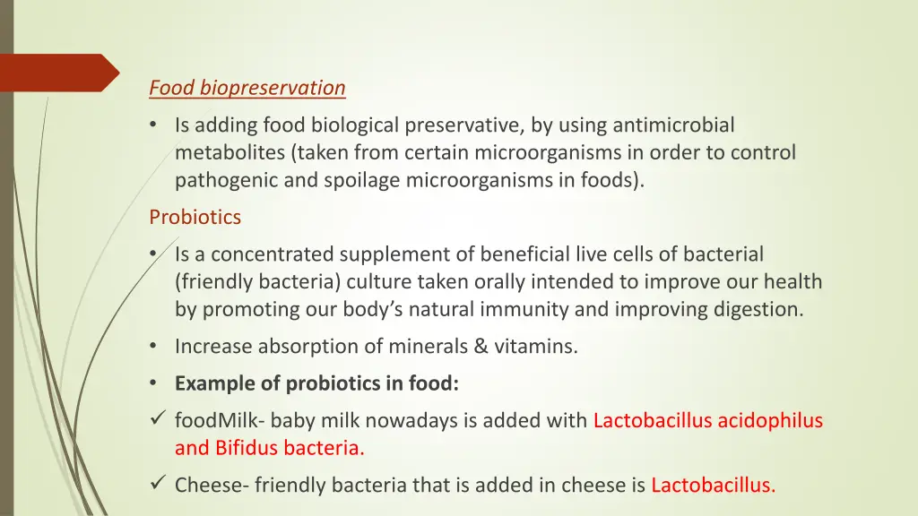 food biopreservation is adding food biological