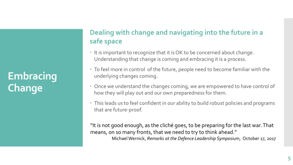 dealing with change and navigating into