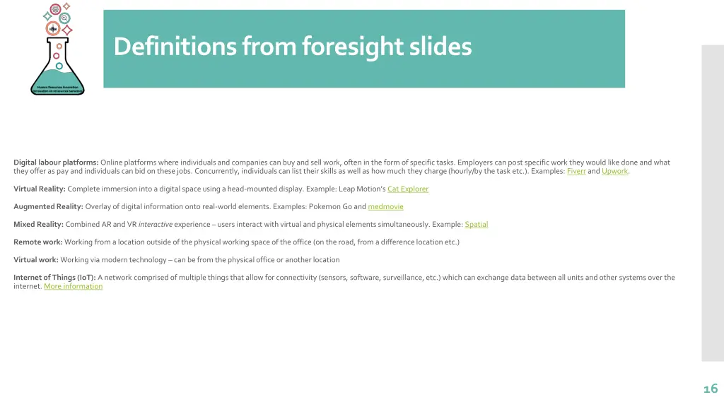 definitions from foresight slides