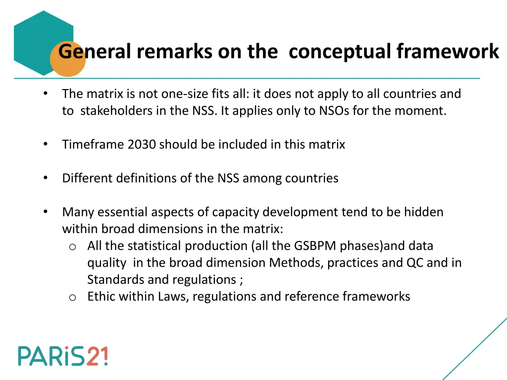 general remarks on the conceptual framework