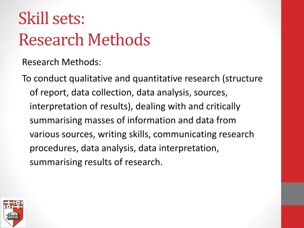 skill sets research methods