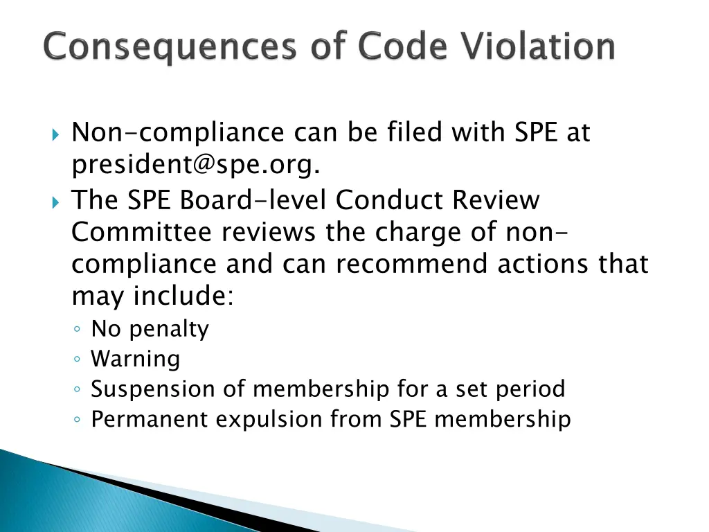 non compliance can be filed with