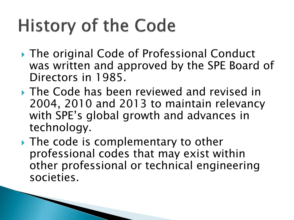 the original code of professional conduct