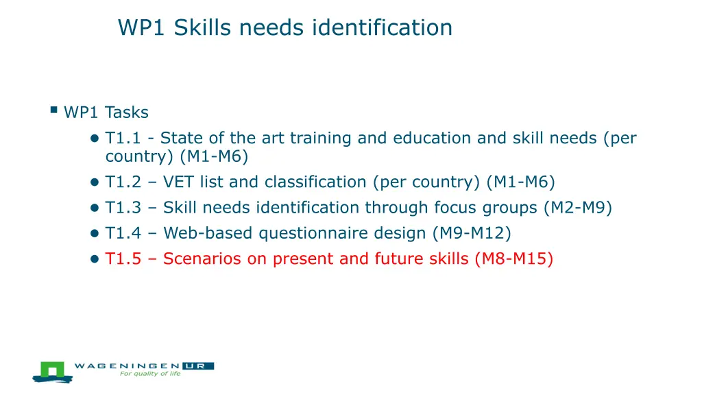 wp1 skills needs identification