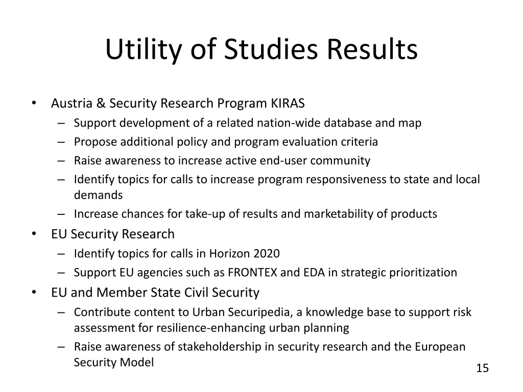 utility of studies results