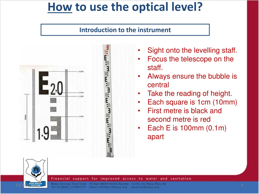 how to use the optical level 1