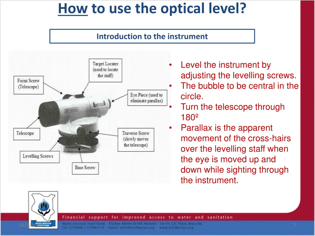 how to use the optical level