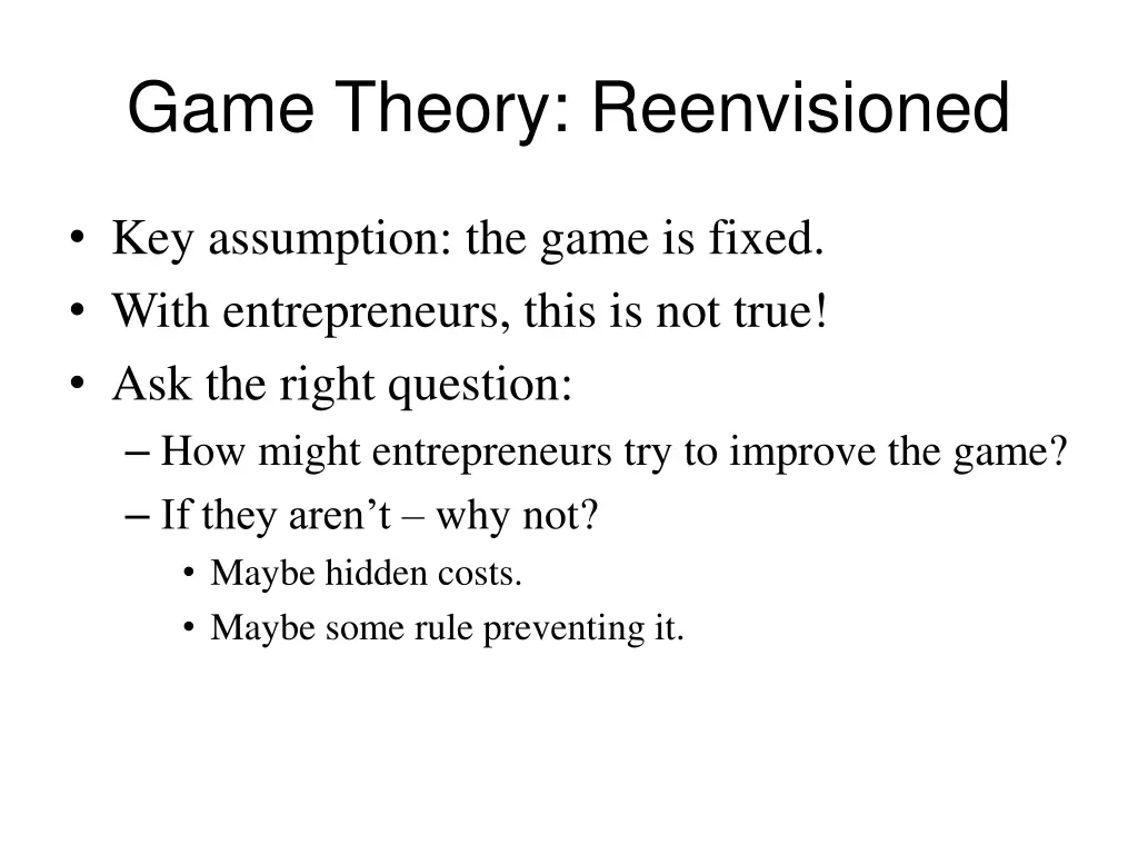 game theory reenvisioned