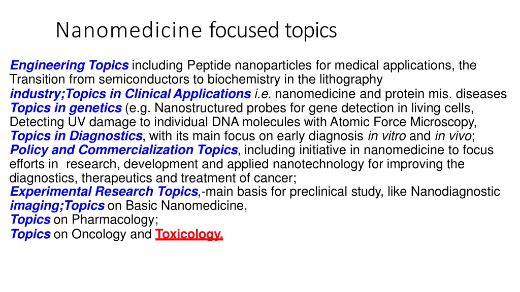 nanomedicine focusedtopics