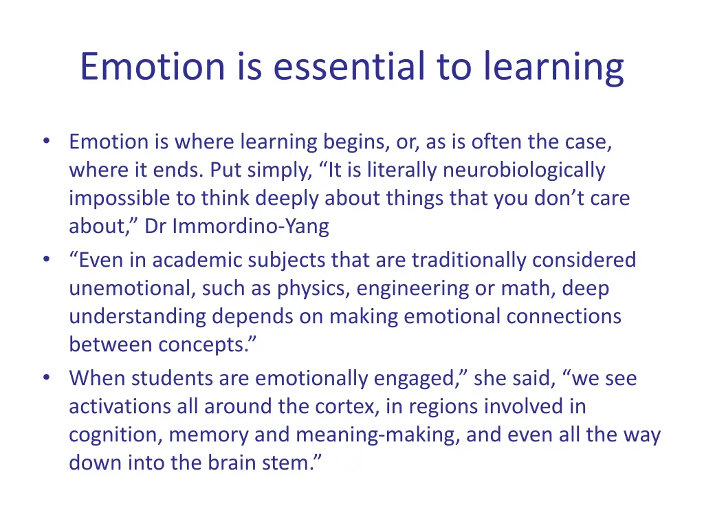 emotion is essential to learning