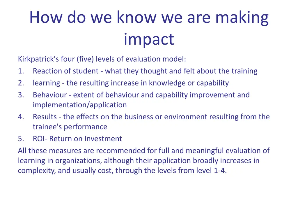 how do we know we are making impact