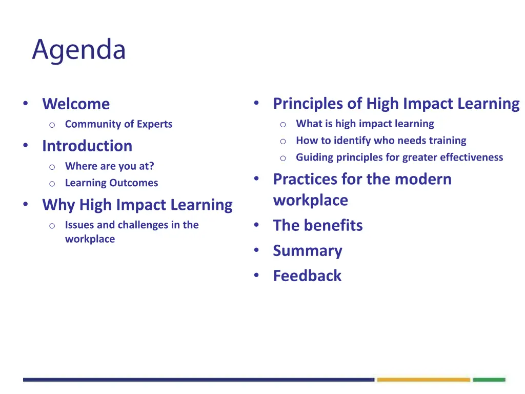 principles of high impact learning o what is high