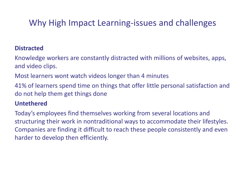 why high impact learning issues and challenges 2