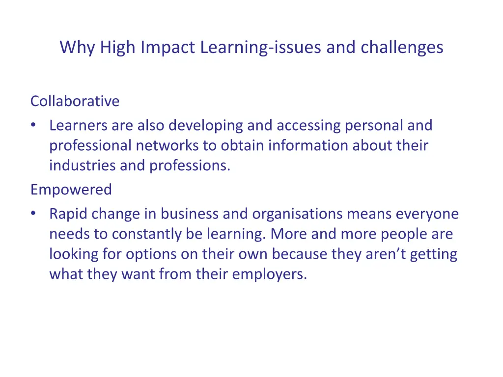 why high impact learning issues and challenges 3