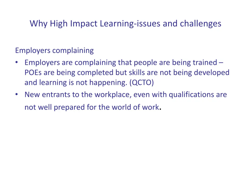 why high impact learning issues and challenges 4