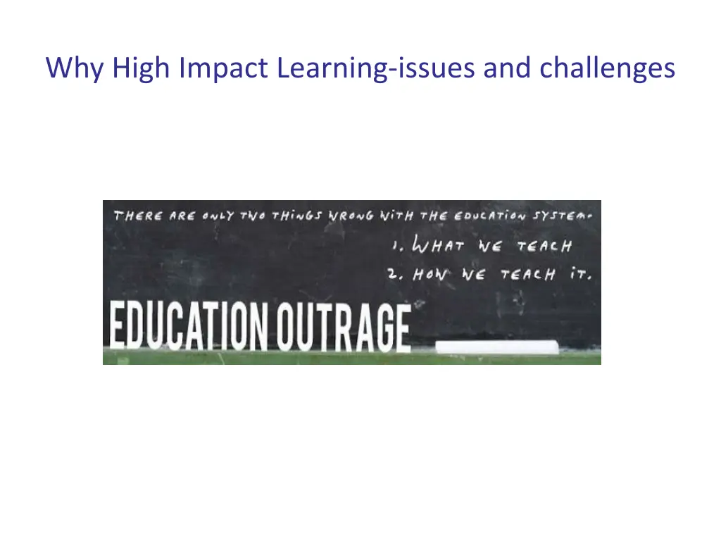 why high impact learning issues and challenges