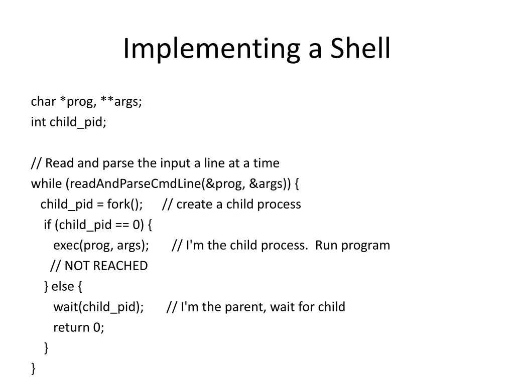 implementing a shell