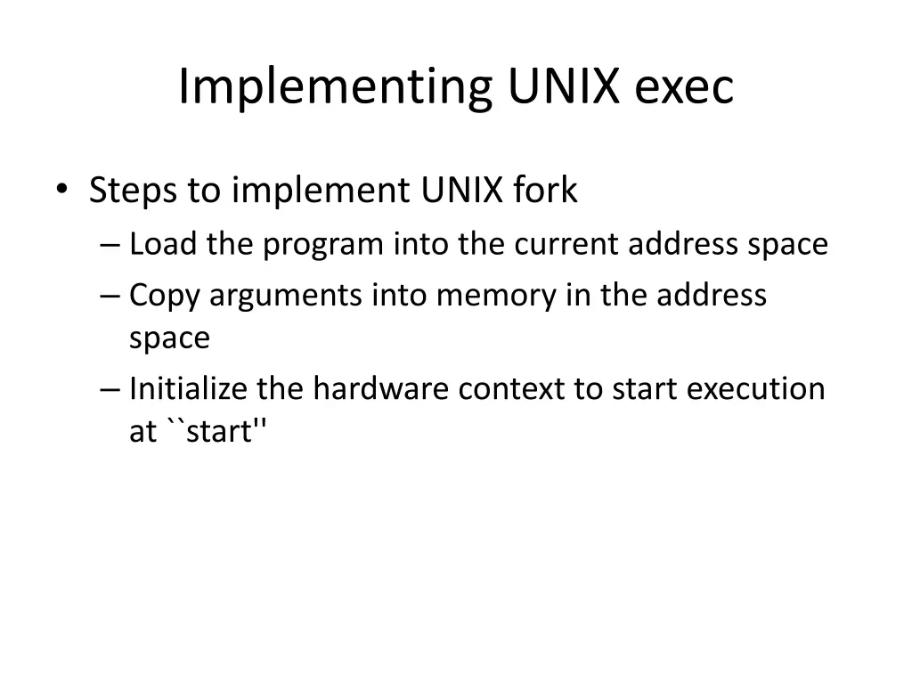 implementing unix exec