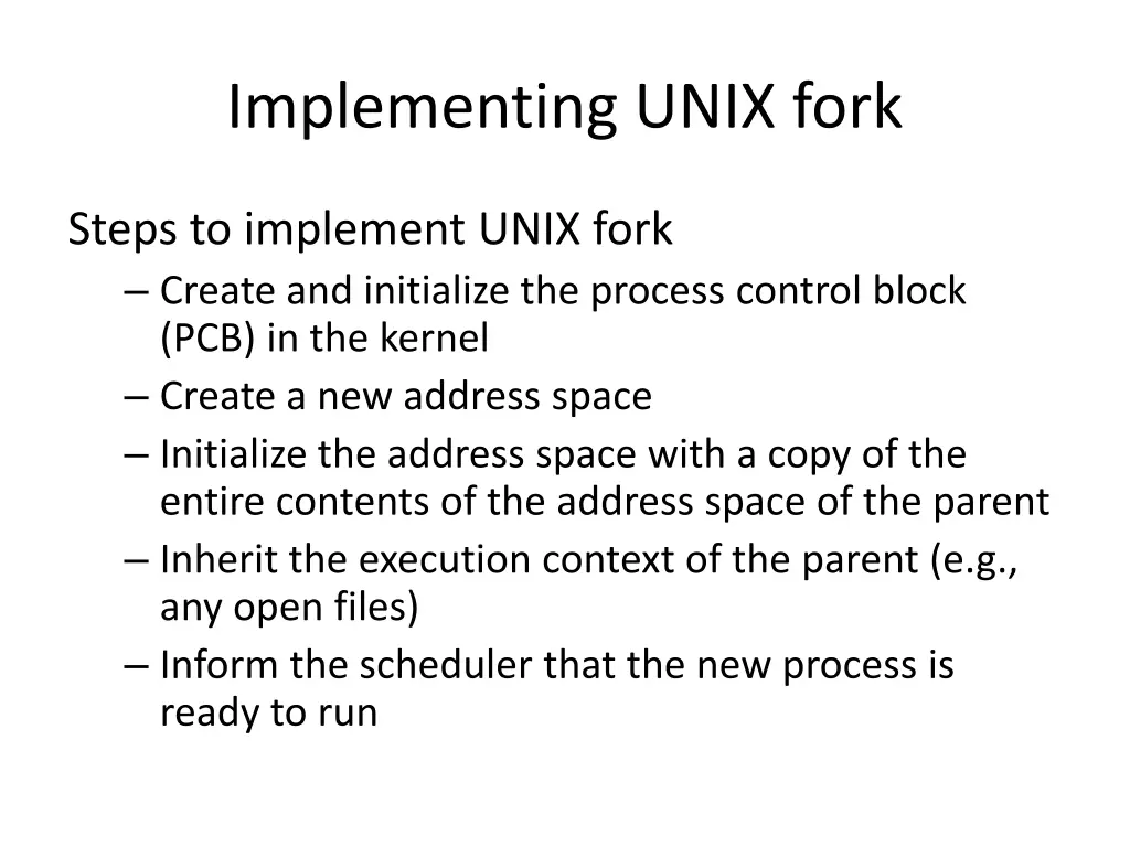 implementing unix fork