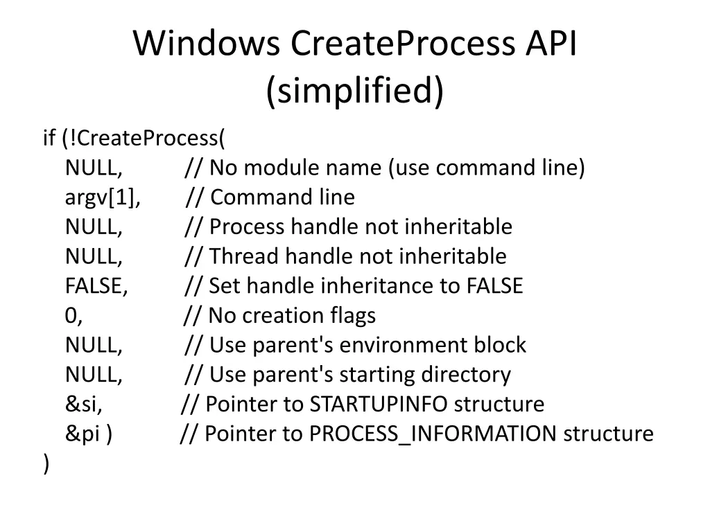 windows createprocess api simplified