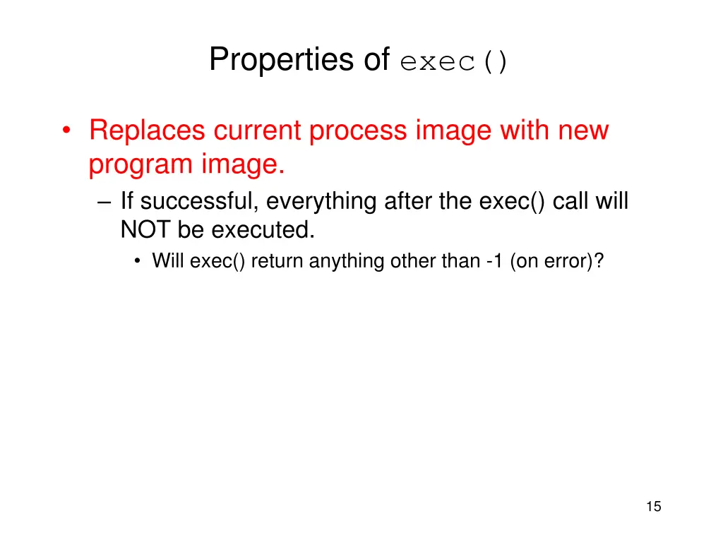 properties of exec