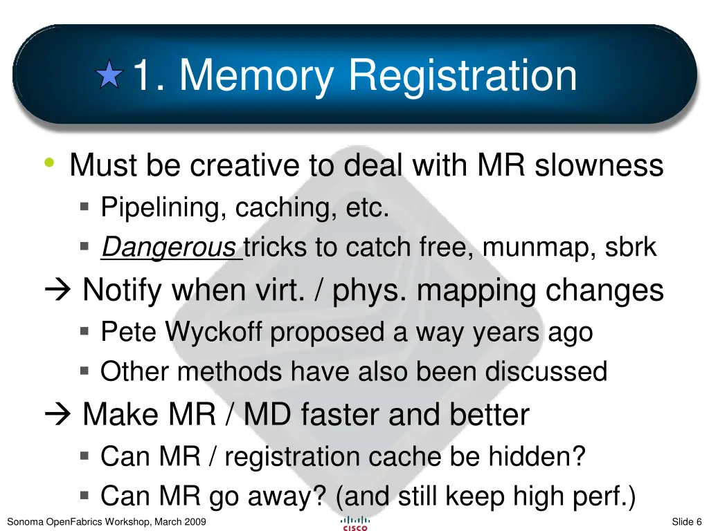 1 memory registration