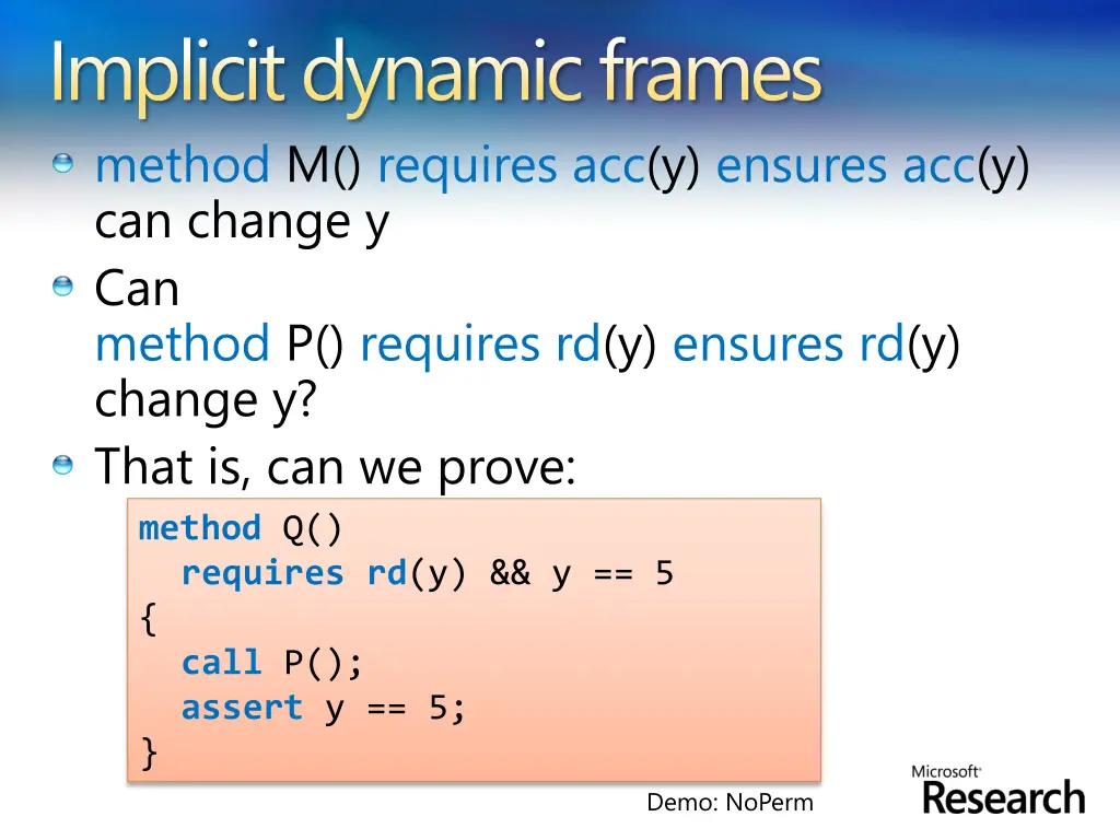 implicit dynamic frames method m requires