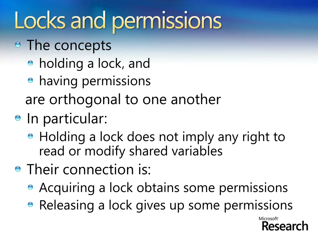 locks and permissions the concepts holding a lock