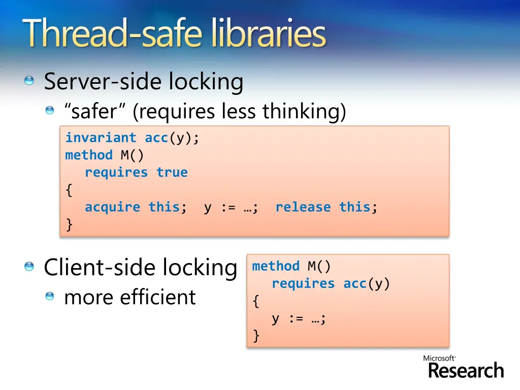 thread safe libraries server side locking safer