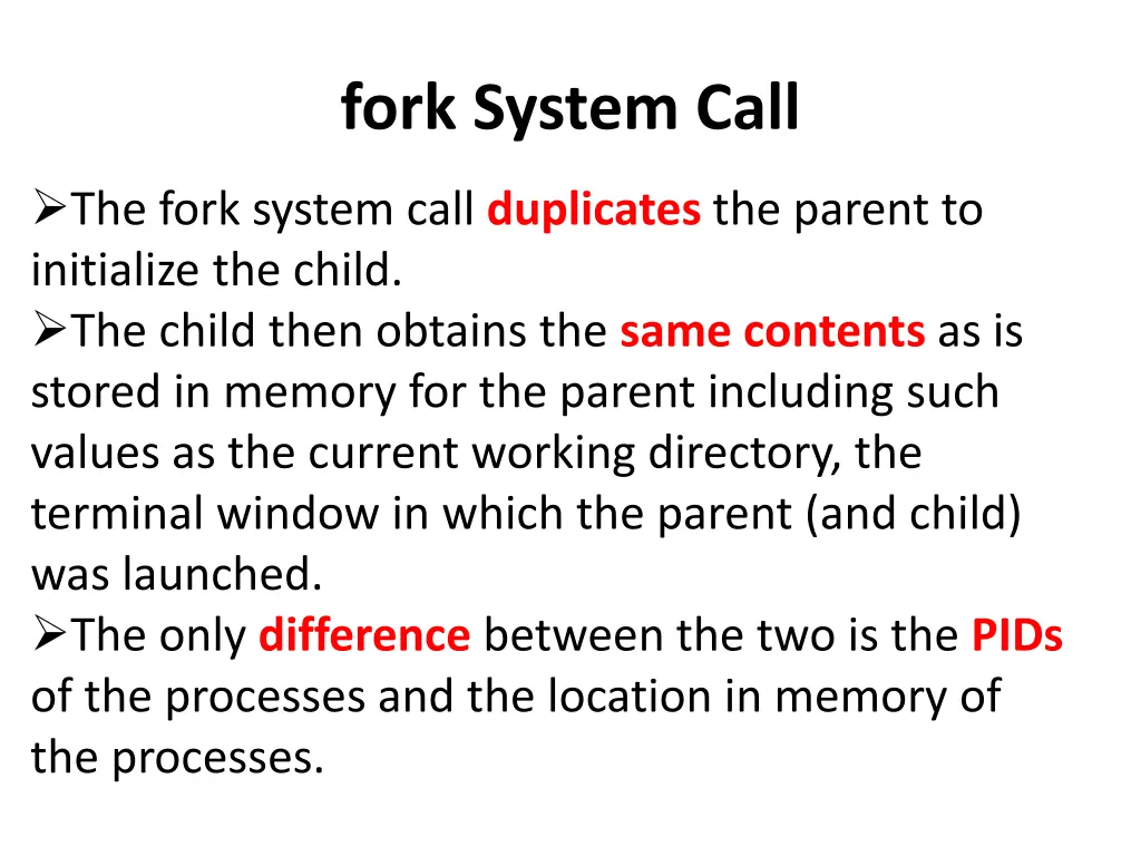 fork system call