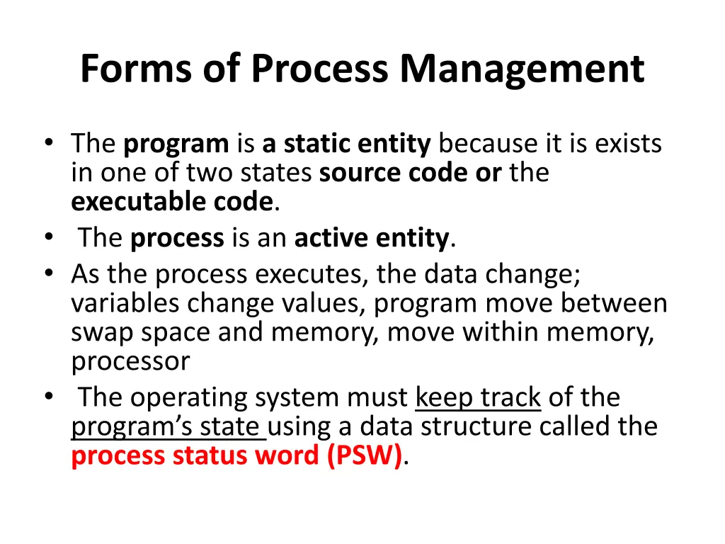 forms of process management