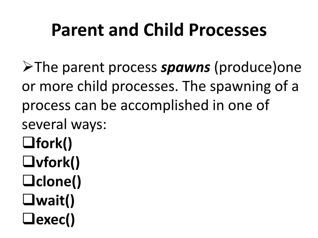 parent and child processes