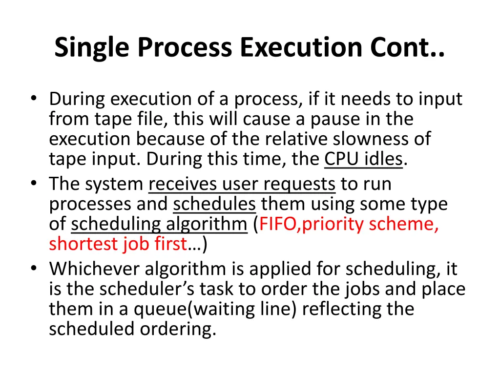 single process execution cont