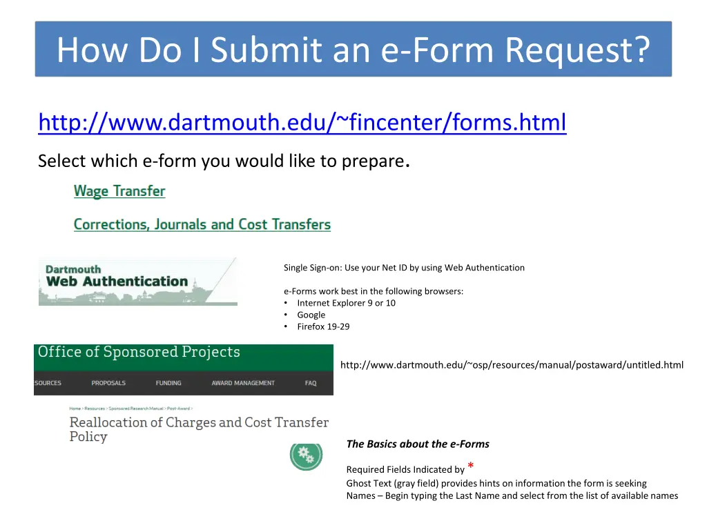 how do i submit an e form request