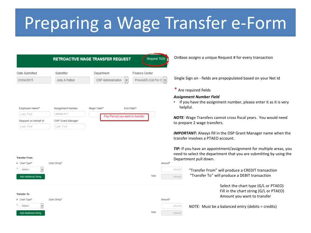 preparing a wage transfer e form