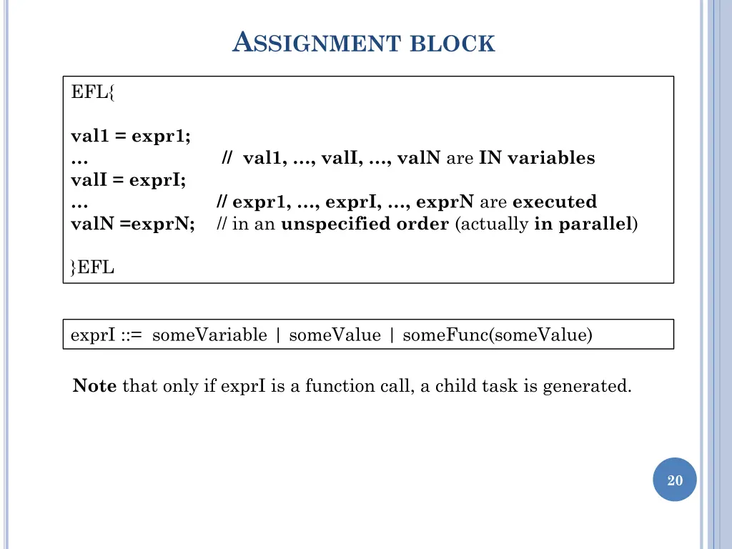 a ssignment block