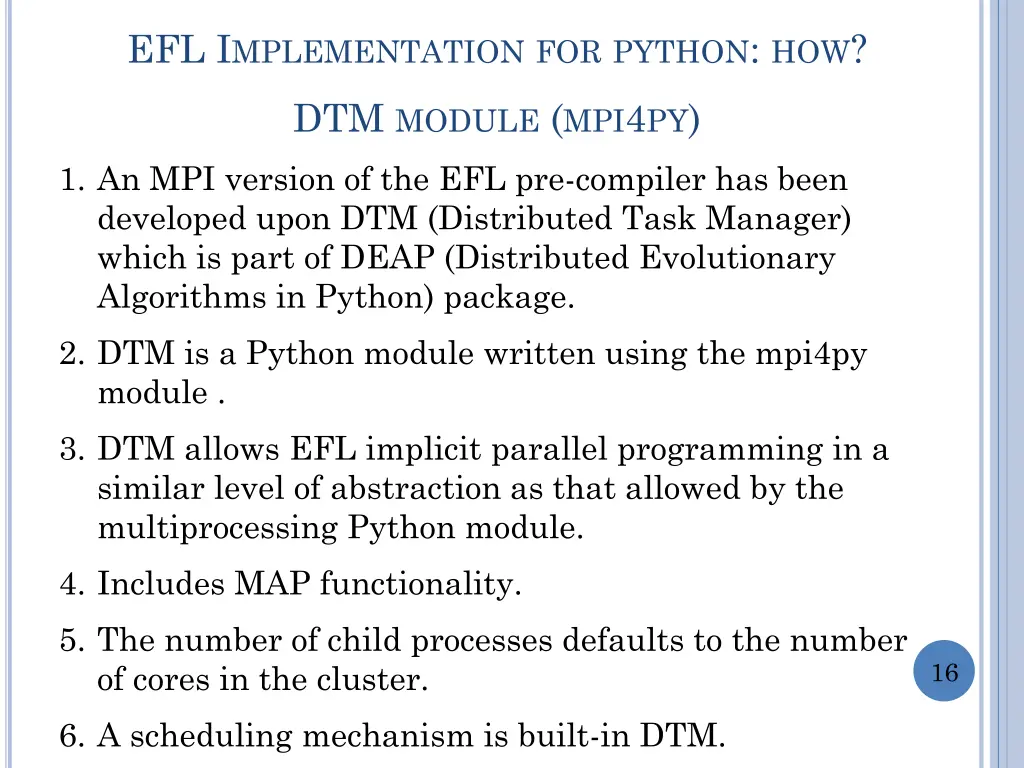 efl i mplementation for python how 1