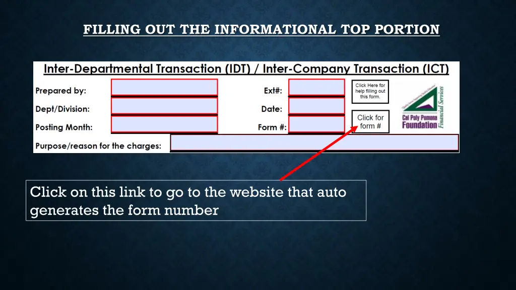 filling out the informational top portion 1