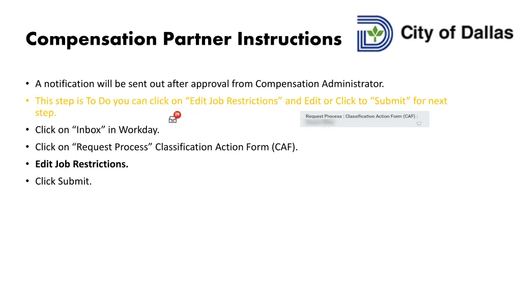 compensation partner instructions