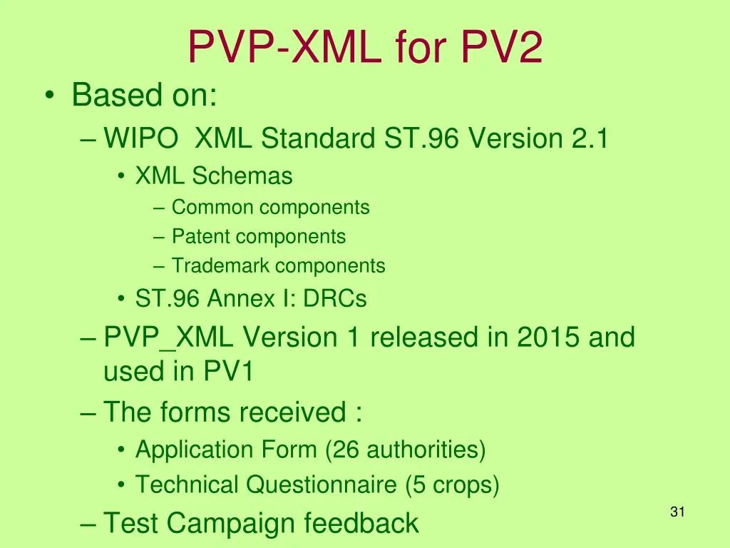 pvp xml for pv2 based on wipo xml standard